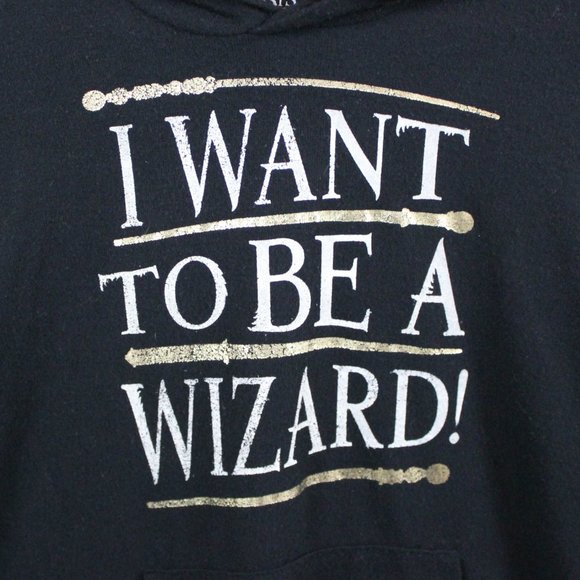 Fantastic Beast I Want to be a Wizard Black Long Sleeve Hoodie Womens S - Picture 2 of 5